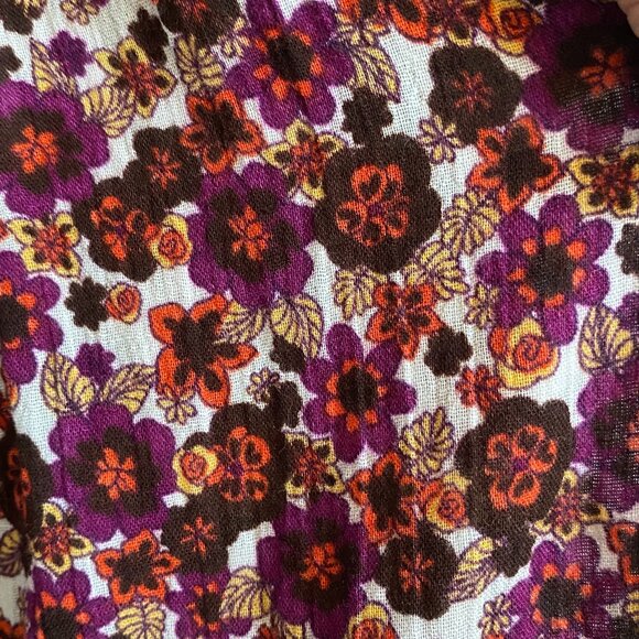 70s Style Floral Peasant Babydoll Puff Sleeve Ruffle Top Boho Cotton - Picture 5 of 9